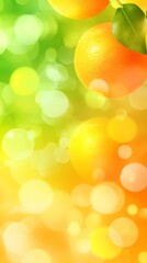 Bright Citrus Background with Blurry Bokeh Effect and Oranges