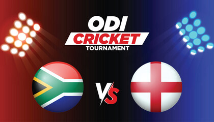 SOUTH AFRICA VS ENGLAND template for sports. Cricket International Tournament 2025 vector illustration graphics. SA VS ENG Clash.