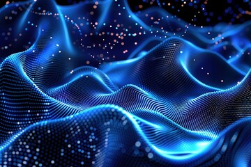 modern conceptual dot particle of blue design element on bright background. hi tech, mechanical technology futuristic concept. elegant design