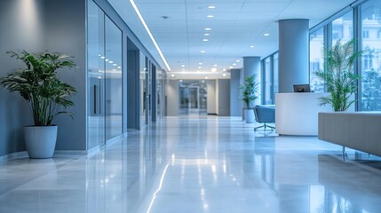 Blurred Office Lobby with Luxury Clinic Corridor for Professional Settings