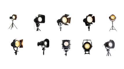 3D rendering of black cinema light isolated on white background.