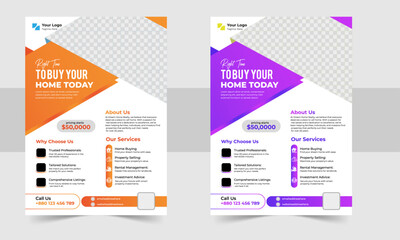 Obraz premium Real Estate Flyer Templates To Buy Your Home Today