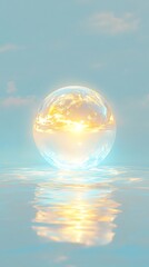 Serene Glass Orb: Sunset Reflection in Calm Waters