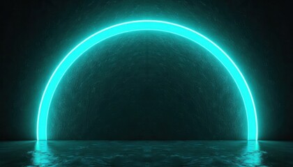 Bright turquoise glowing arc dark grainy black turquoise background noise texture modern dynamic poster header cover wallpaper banner backdrop design.