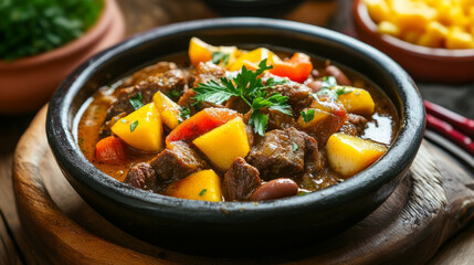 Brazilian cuisine traditional snacks and meals, vector menu cover. Brazilian feijoada beans stew, churrasco meat, fish bacalhau and mango fried beef salad, seafood shrimp moqueca and corn coup