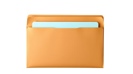 Brown Leather Envelope  On White Background