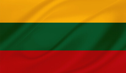 Obraz premium Realistic National Flag of Lithuania