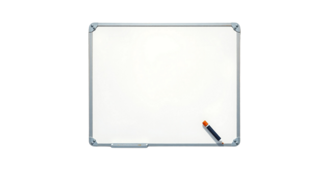 Blank Whiteboard with Marker  On White Background