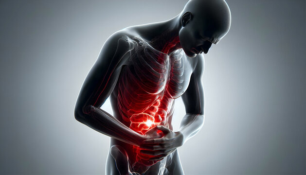 person suffering from stomach ache