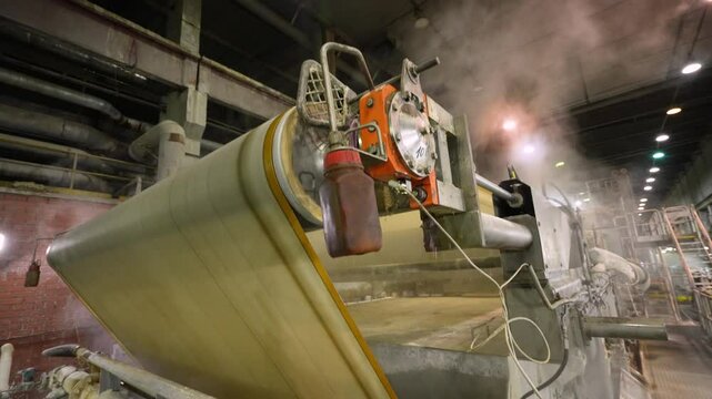 A machine for the production and packaging of cellulose sheets. Paper production
