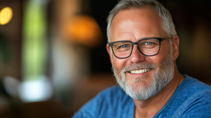 European senior professional with genuine smile. Perfect for experienced leadership, business mentorship, or professional wisdom.