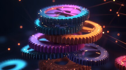 Stack Of Colorful Gears 