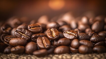 Fototapeta premium Roasted Coffee Beans Close Up Macro Shot