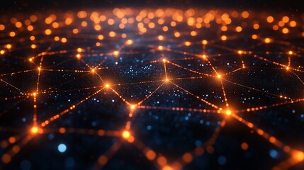 Fototapeta premium Abstract Network Connection: Illuminated Nodes and Lines