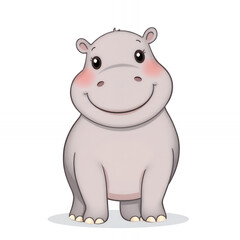 Obraz premium Cartoon Clipart Hippo With Friendly Demeanor, Cheerful, Generative AI