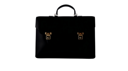 black leather suitcase Isolated on White