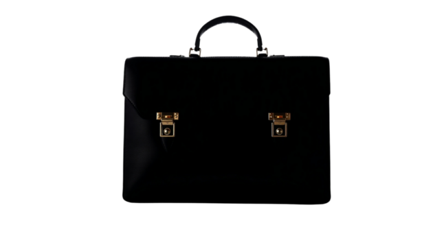 black leather suitcase Isolated on White