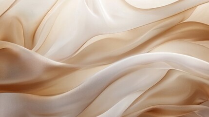 Obraz premium Abstract background with soft sepia and beige tones blending into and pale brown silk satin fabric, creating flowing lines and gentle stripes like curtain drapery.