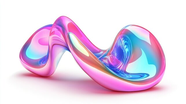 Abstract iridescent pink and blue sculpture.