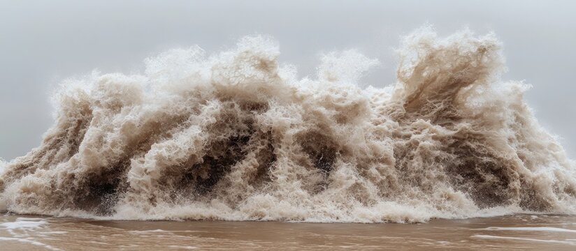 Powerful storm waves crashing on shore.