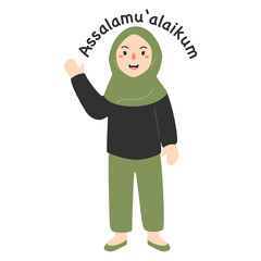 Assalamu'alaikum Greetings Illustration muslim people