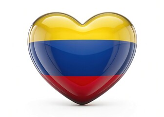 Colombian Heart Flag: Isolated Transparent Background Stock Photo