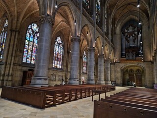 Austria, Linz 03.03.2023. New Cathedral, Neuer Dom, Cathedral of the Immaculate Conception, Mariä-Empfängnis-Dom, Linz, Upper Austria, Austria, Europe.Interior of New Cathedral in Linz