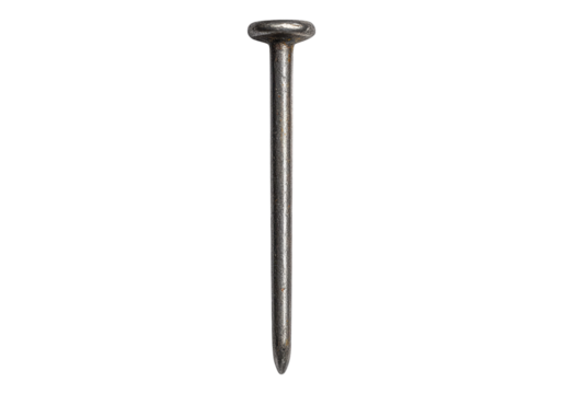 Steel nail isolated on transparent background.
