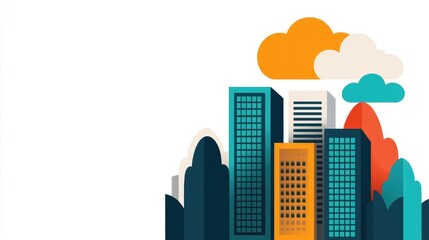 Fototapeta premium Digital transformation innovation scalability concept. Future-ready infrastructure, scalable cloud systems, flat design illustration