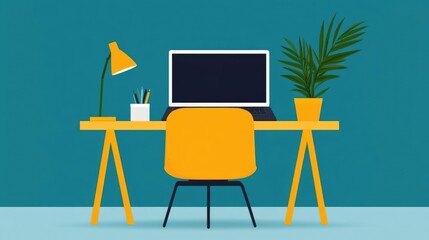 Digital transformation technology modernization concept. Remote work setup, employee collaborating online, flat design illustration