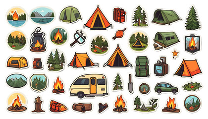 Camping Adventure: A Collection of Vintage-Style Stickers
