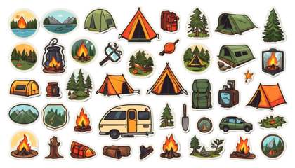 Camping Adventure: A Collection of Vintage-Style Stickers