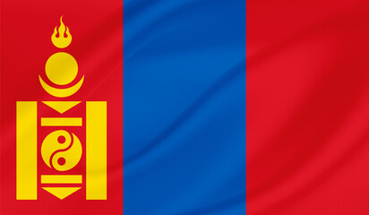 Naklejka premium Realistic National Flag of Mongolia
