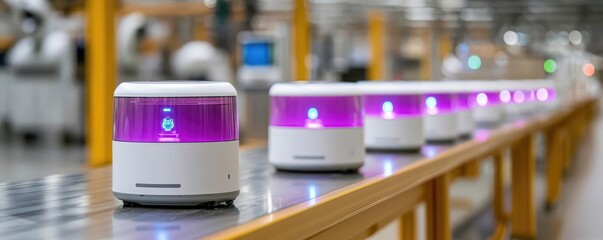 Digital transformation AI cybersecurity concept. A manufacturing facility where AI protects robotics systems from potential cyberattacks