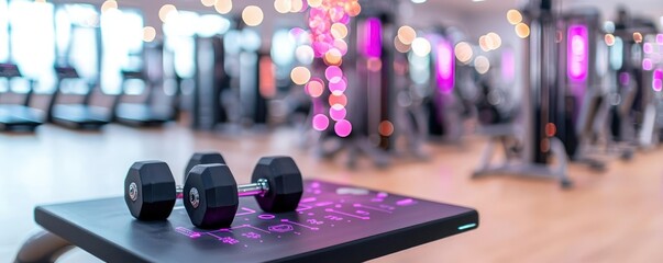 Digital transformation connectivity adaptability. A connected fitness studio with equipment adapting to individual performance metrics