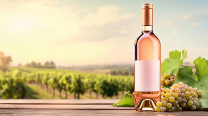 Fototapeta premium Dessert Wine, A photorealistic image of a dessert wine bottle, optimized for high fidelity, showcasing intricate details and quality.