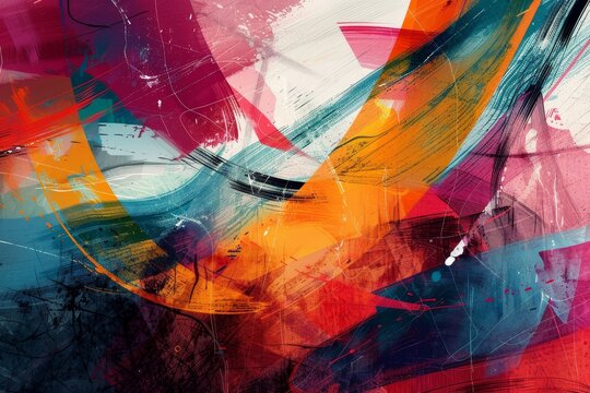 An abstract digital painting showcasing bold brushstrokes and vibrant color combinations, Harmonious color combinations that create a sense of unity