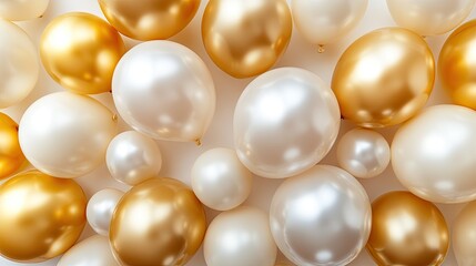 Lustrous pearls in golden and white hues create an elegant and l
