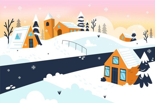 winter landscape with house