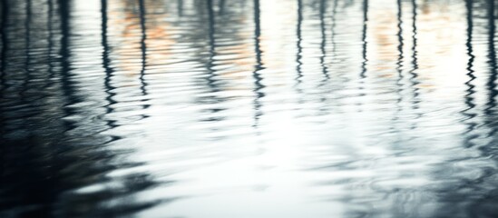 Fototapeta premium Abstract blurry reflection of trees in water.