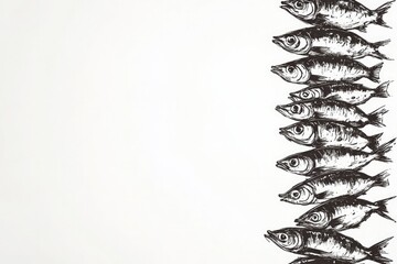 Stylized fish illustration creates unique border, showcasing int