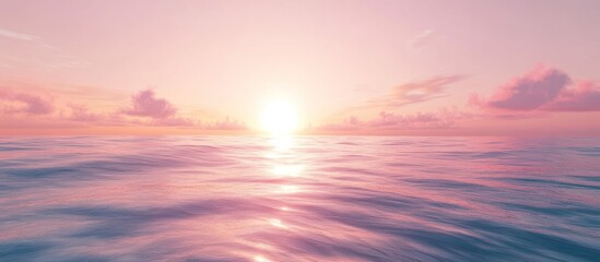 Fototapeta premium Serene ocean sunset with pink clouds.