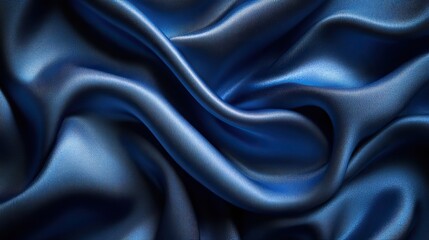 Fototapeta premium Abstract blue satin fabric background with a dark, elegant gradient and subtle shine