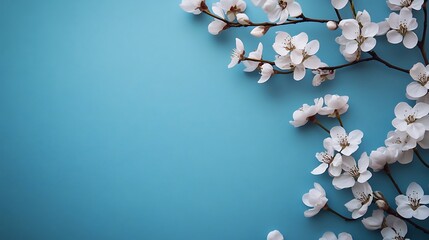 Delicate White Blossoms on a Blue Background