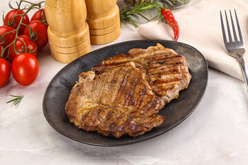 Grilled pork neck sirloin steak