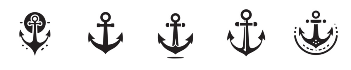 ship anchor silhouette icon vector