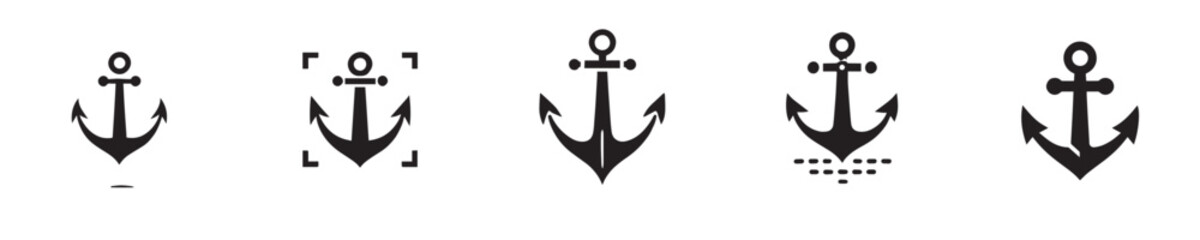 ship anchor silhouette icon vector
