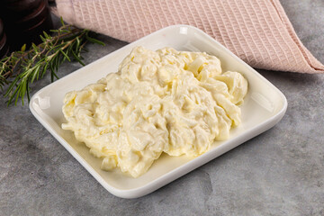 Italian soft young cheese stracciatella