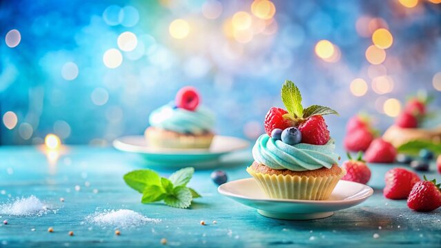 Abstract Blue Food Photography Background: Soft Gradient Blur for Restaurant Menu Design