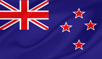 Realistic National Flag of  New Zealand